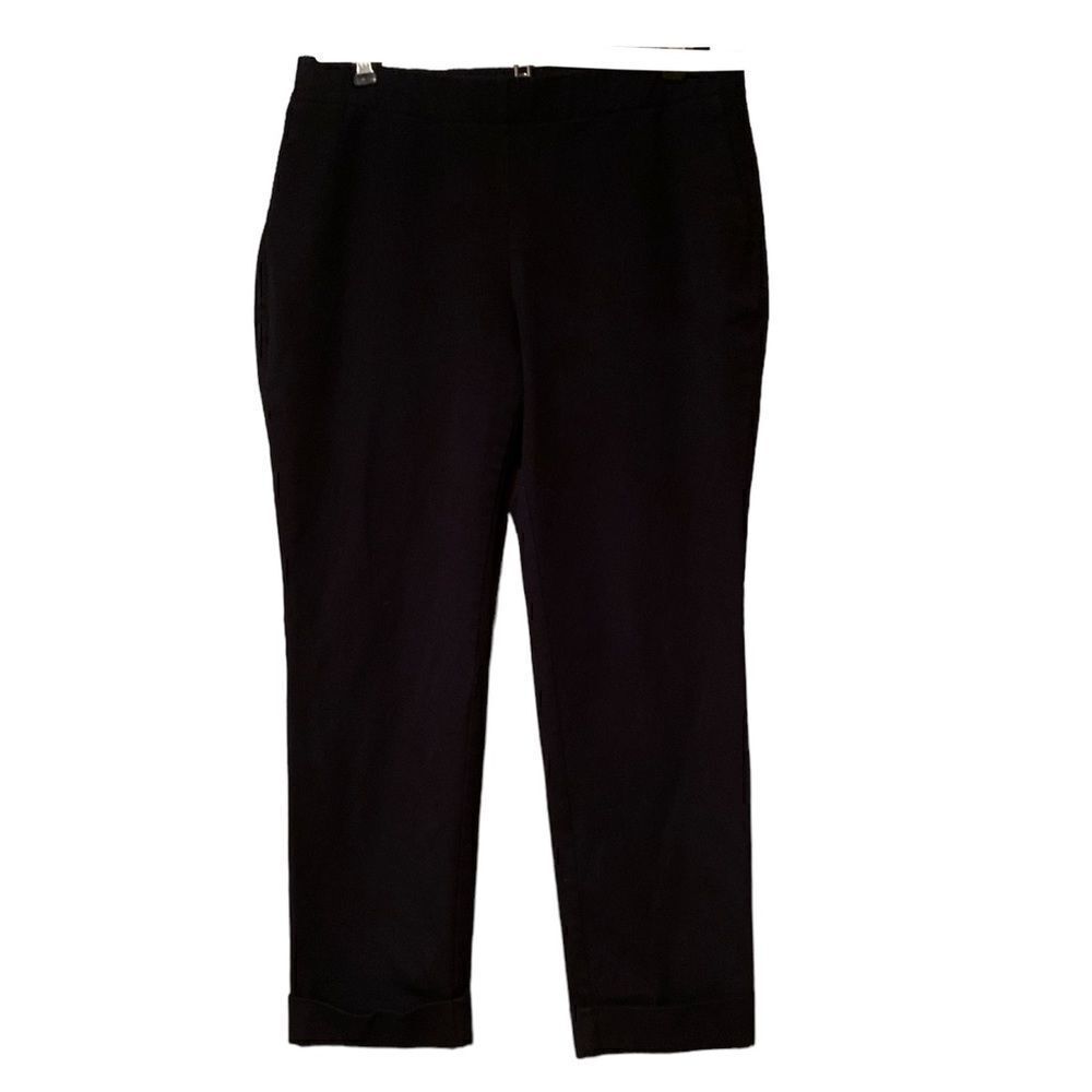 J Jill Black Bi Stretch Trouser Cuffed Cropped Pant Size 8 Pull On